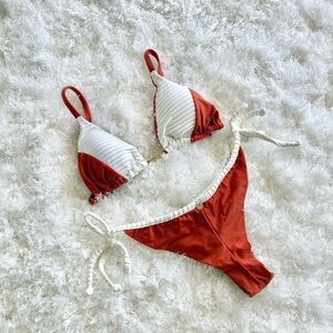 NWOT burnt orange color block bikini Brazilian onda água bendita cheeky lspace